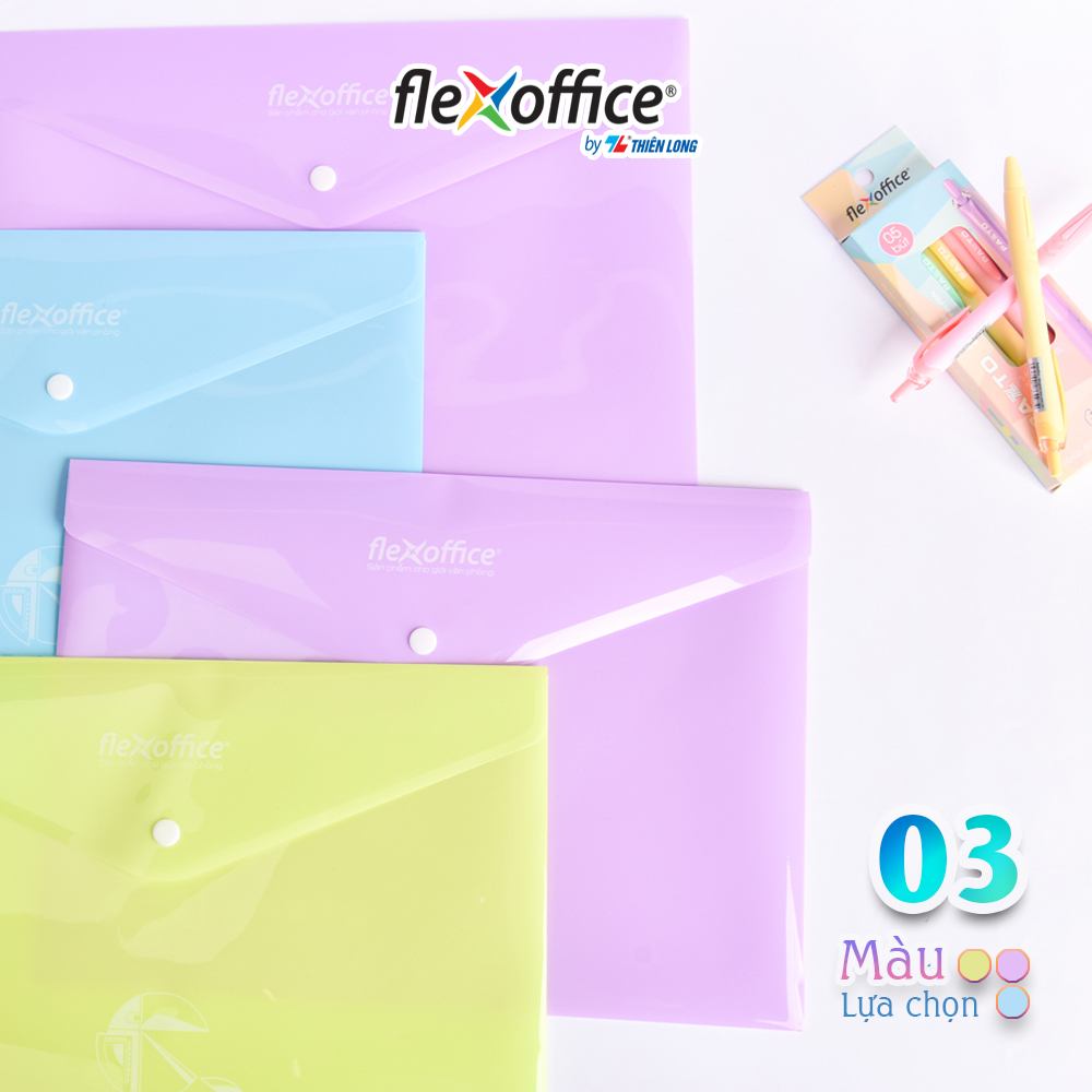 Bìa nút Pazto màu Pastel A4 Thiên Long Flexoffice FO-CBF009