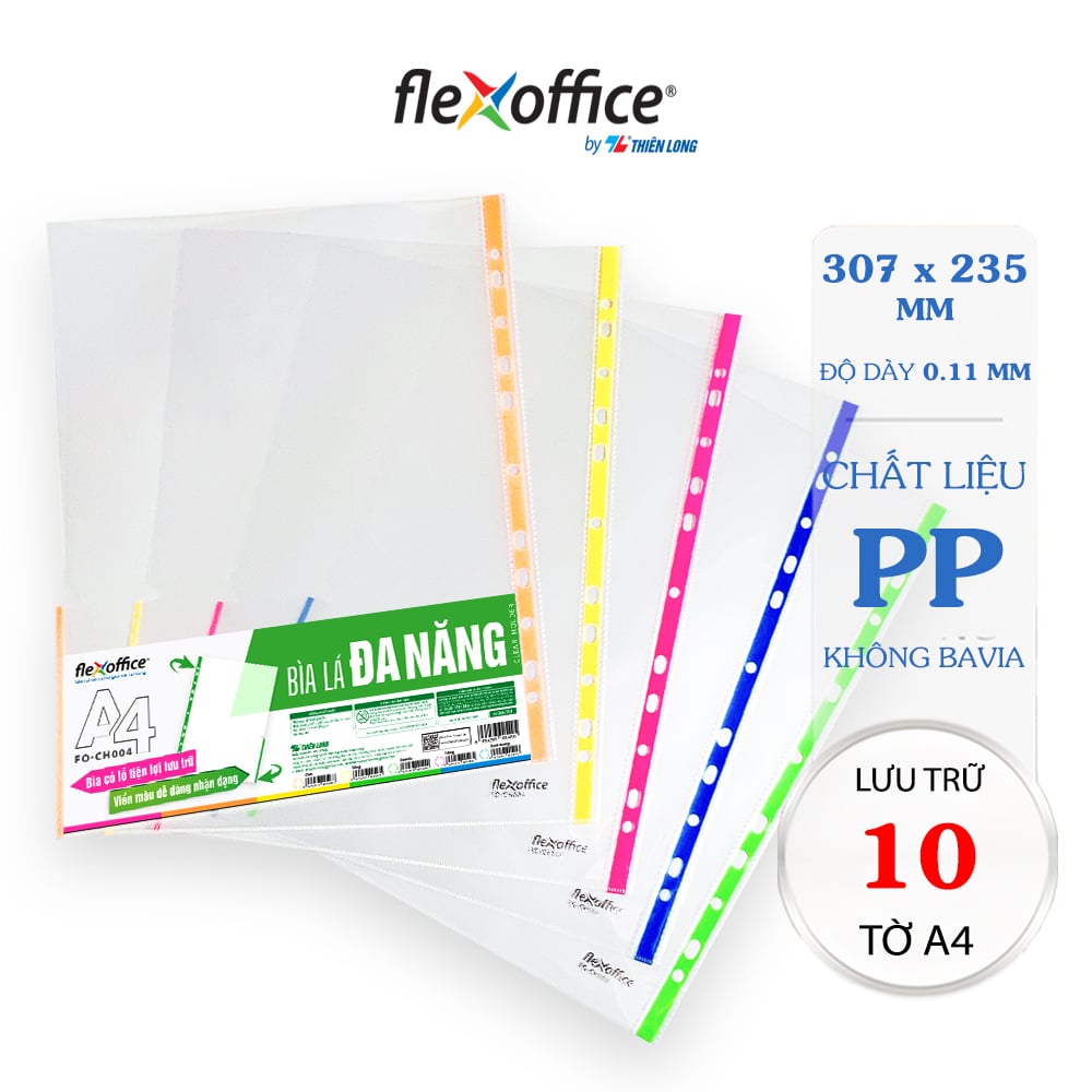 Bìa lá đa năng A4 Thiên Long Flexoffice nhiều màu sử dụng với bìa còng