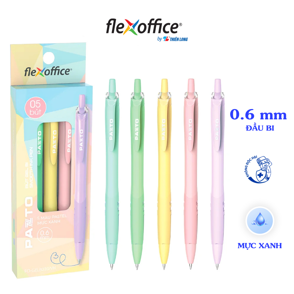 Bút gel B màu Pastel Thiên Long Flexoffice Pazto FO-GELB039/VN - Mực xanh