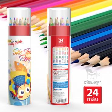 Bút chì màu chuyên nghiệp dạng lon 24 màu Thiên Long Colokit - Tiêu chuẩn châu Âu