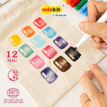 Bút vẽ lên vải 12 màu Fabric Marker Thiên Long Colokit FM-C002